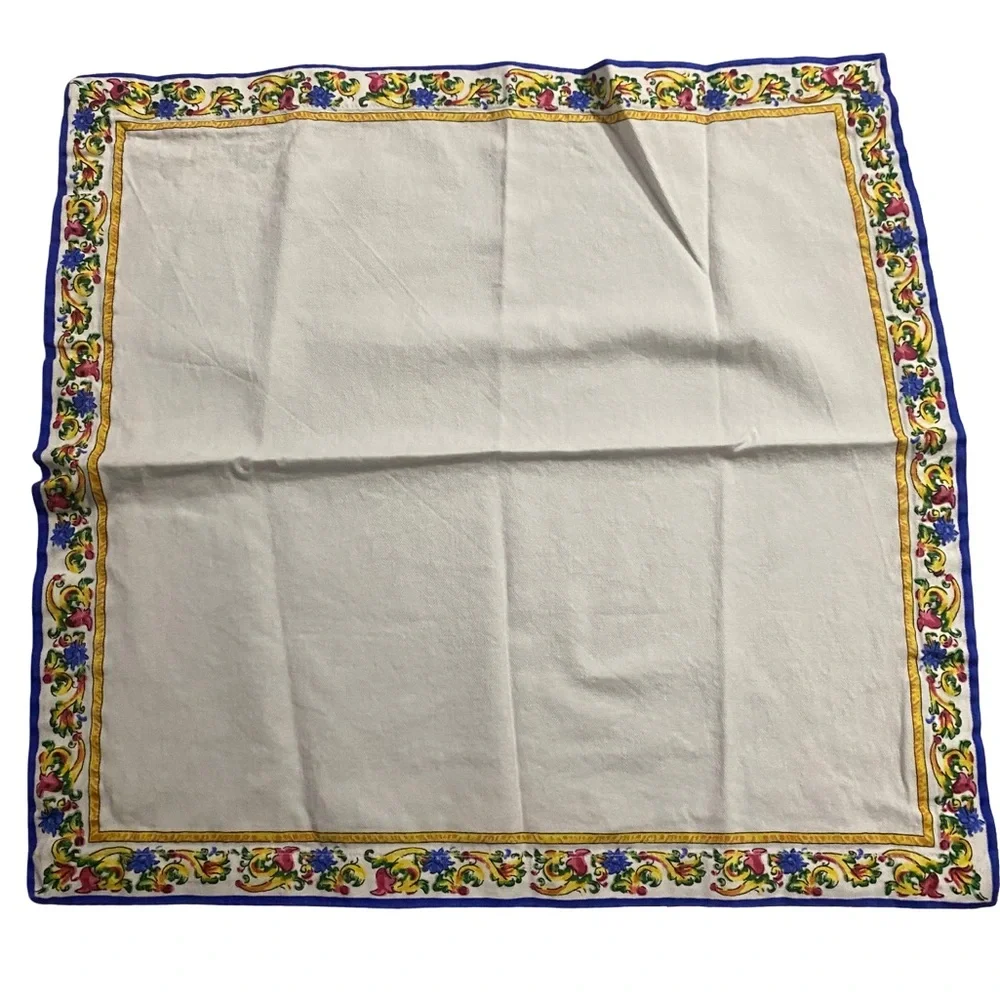 (7) Sur La Table Cotton Fabric Cloth Napkins FLOREALE White Red Yellow Blue